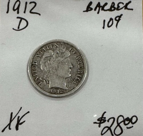 1912-D Barber Silver Dime 10C  Free Shipping