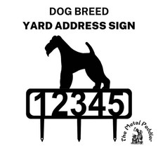 Wire Fox Terrier Yard Address Sign with Stakes - Made in USA