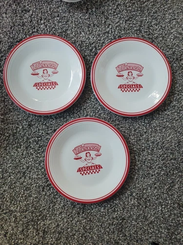 Set Of 3 Fiesta Red DINER Salad 7.25" Plate FIESTA by Homer Laughlin.