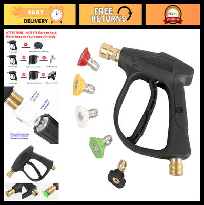 #ad High Pressure Washer Gun 3000 PSI 5 Quick Connect Nozzles M22 14 Connector 3. $33.99