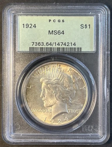 1924 Peace Dollar PCGS MS64 in OGH