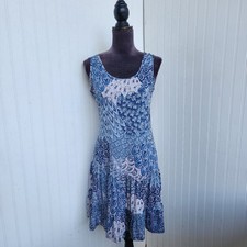 MSK Women Dress Pink Blue Paisley Sleeveless Shift Casual Lightweight Ruffle S