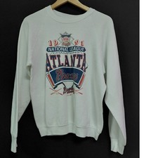 Vintage Fruit of the Loom Atlanta Braves 1991 Sweatshirt White Pullover K Size L
