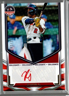 2025 USA Stars Stripes Collegiate N T S Materials RJ Austin Jr. Auto /25