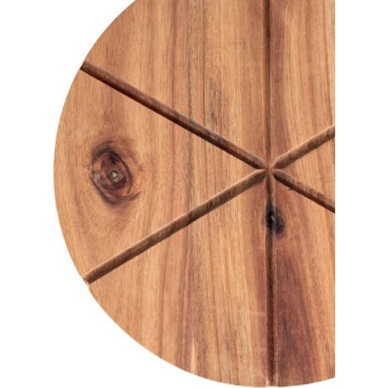 Tagliere Pizza Legno di Acacia 32x43 cm BRANDANI con Manico Rotella Taglia Pizza, fotografia 4 di 9