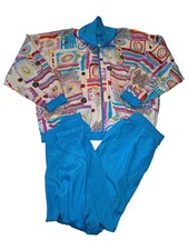 Vintage 90s Casual Isle 1X Reversible Windbreaker Tracksuit Set Plus Y2K