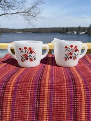 Vintage Fire King Primrose Cream And Sugar