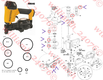 3 X Bostitch Roofing Nailer RN46 RN46-1 O-ring Kits