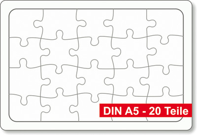 Rahmen-Blanko-Puzzle, Blankopuzzle, DIN A5, 21 x 14,5 cm, 20 Teile, 3er Set