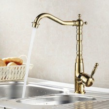 Gold Color Brass Swivel Bathroom Kitchen Bar Vessel Sink Faucet Mixer Tap ssf097