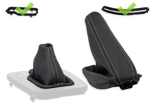 FOR BMW E46 automatic LHD GEAR SHIFT + HANDBRAKE GAITER LEATHER s. GRAY + FRAMES
