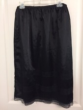 Women s Black Satin With Lace Half Slip Sz XXL