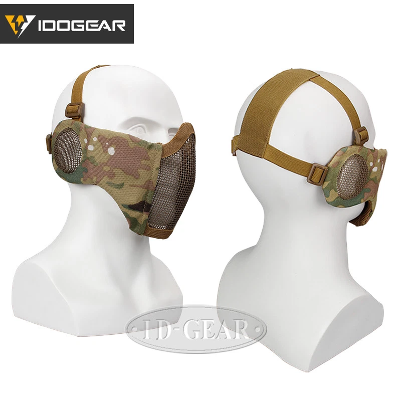 IDOGEAR Tactical Half Face Foldable Mesh Mask Protective Hunting Gear Paintball - Image 2 of 4