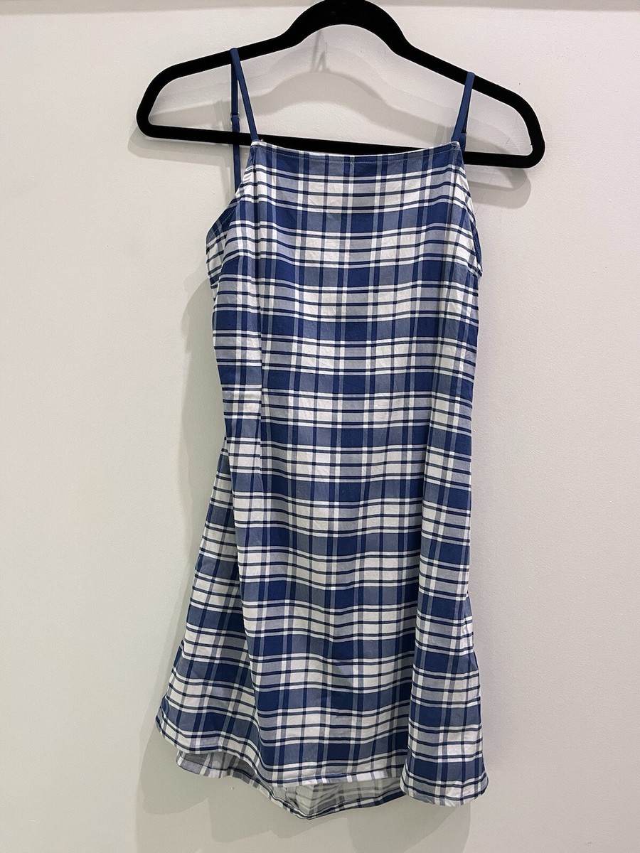 Urban Outfitters Blue Plaid Mini Dress Size L