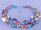 Native American Turquoise Sterling Silver Multi Gemstone Bead Necklace 18"