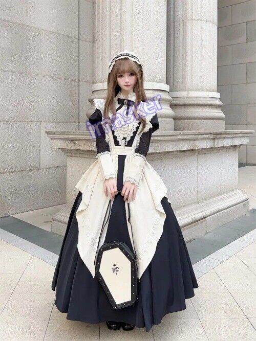 Gothic Lolita Maid Dress Victorian Style Long Sleeve Outfit