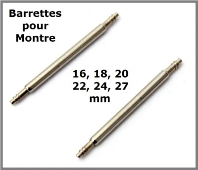 2 Barrettes ressort pompe piston tige bracelet de montre 16/18/20/22/24/27 mm - Photo 1/2
