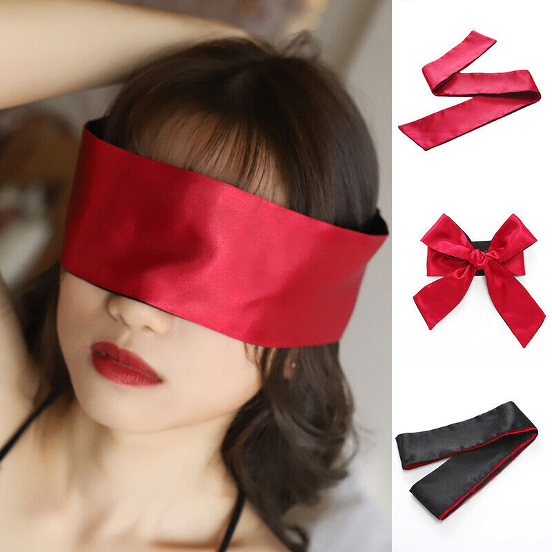 Satin Eye Mask Shade Red Black Adult Satin Blindfold Tape Bondage Women  Erotic