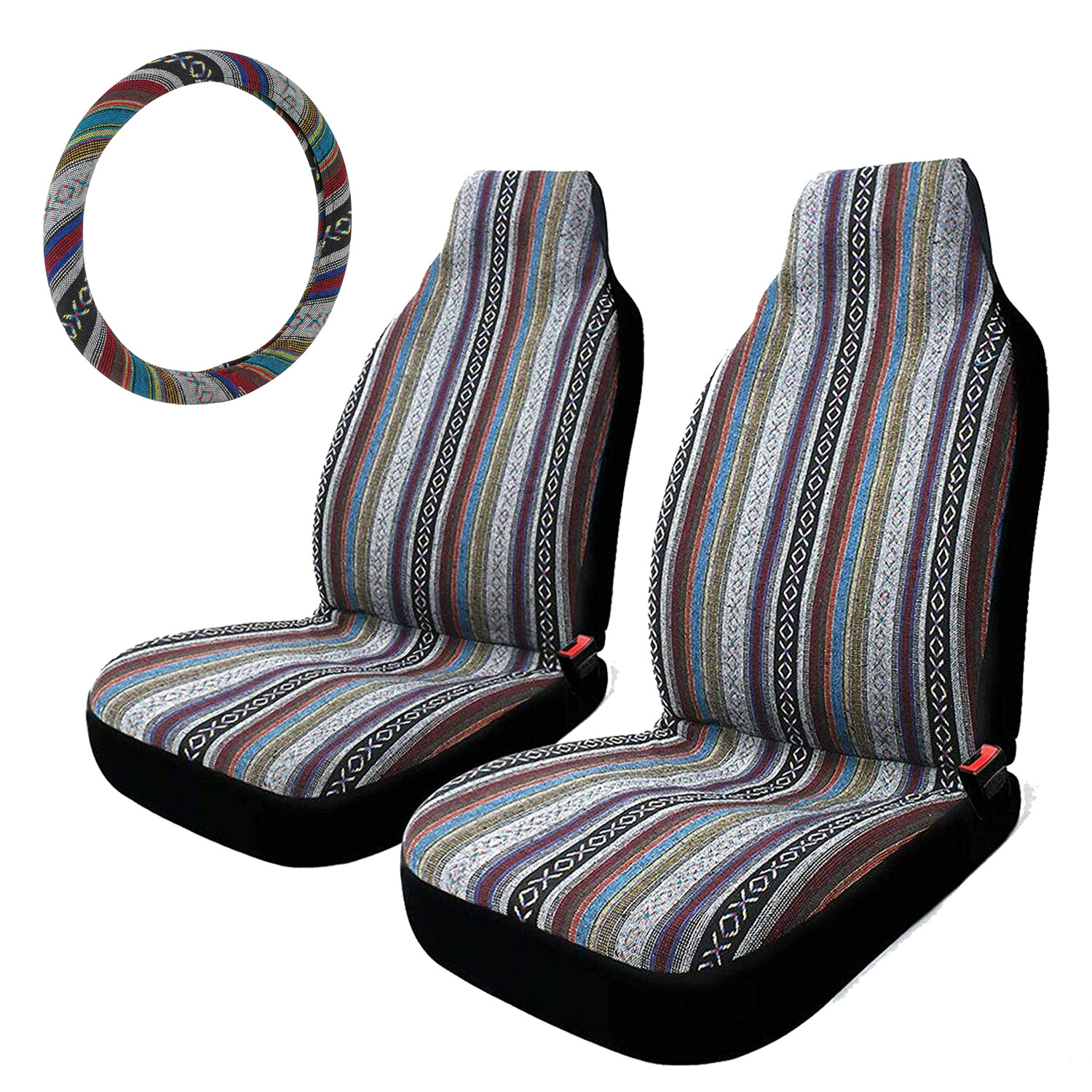 Universal Baja Inca Saddle Mexican Blanket Seat Covers w/ Steering Wheel  Cover | eBay