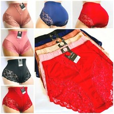 3-12 High Waisted Briefs Tummy Control Shaper Lace Bikini Panties 63031 S-5X LOT