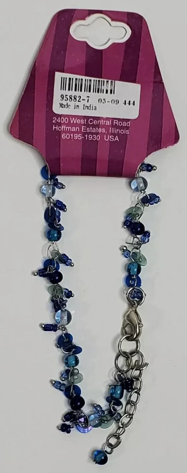 "Pulsera cuentas tono azul y gris 7"" de largo" Foto 3 de 4