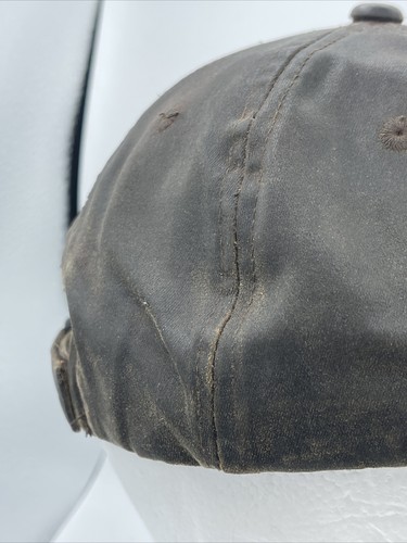 Rare Screamin Eagle Harley Davidson Leather Hat Cap Motorcycle Riding Distressed - Picture 10 of 24