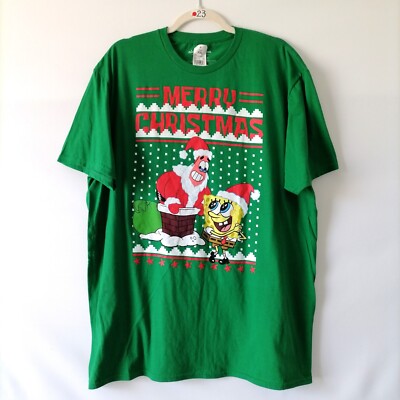NWT Nickelodeon Merry Christmas Mens Green Short Sleeve T Shirt Size XXL