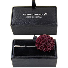 New in box Men's Suit chest buckle brooch burgundy flower lapel pin formal Prom