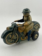 Antique Tin Toy Litho Police Motorcycle PD Working Condition Superb Paint
