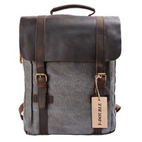 Y-double Unisex Vintage Canvas Genuine Leather Travel School Bags 15.6 Laptop Y-double Unisex Vintage Canvas Genuine Leather Travel School Bags 15.6 Laptop