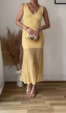 ZARA midi strappy yellow combination rib knit dress S 36