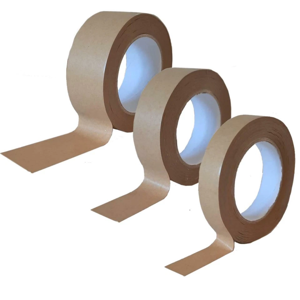CRYSTALSAVINGS4U Brown Kraft Paper Tape Rolls 24 38 48mmx50m Packaging Eco Friendly Recyclable 4U