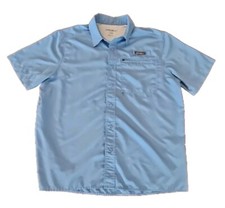 Eddie Bauer Men's Blue Woven Tech Quick Dry Short Sleeve Button Up Shirt Large