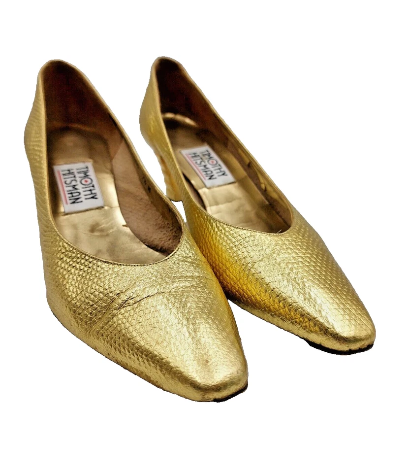 De colección. Zapatos de salón Timothy Hitsman de la década de 1980 con tacón acanalado de 2" Foto 2 de 4