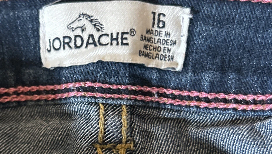 Pantalones Cortos Jordache Talla 16 Niñas Bordados Denim Rosa Flamenco Piña Foto 3 de 4