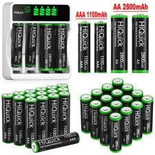 Lot AAA AA Rechargeable Batteries 1100/2800mAh 1.2V Ni-MH / 4-Slots LCD Charger