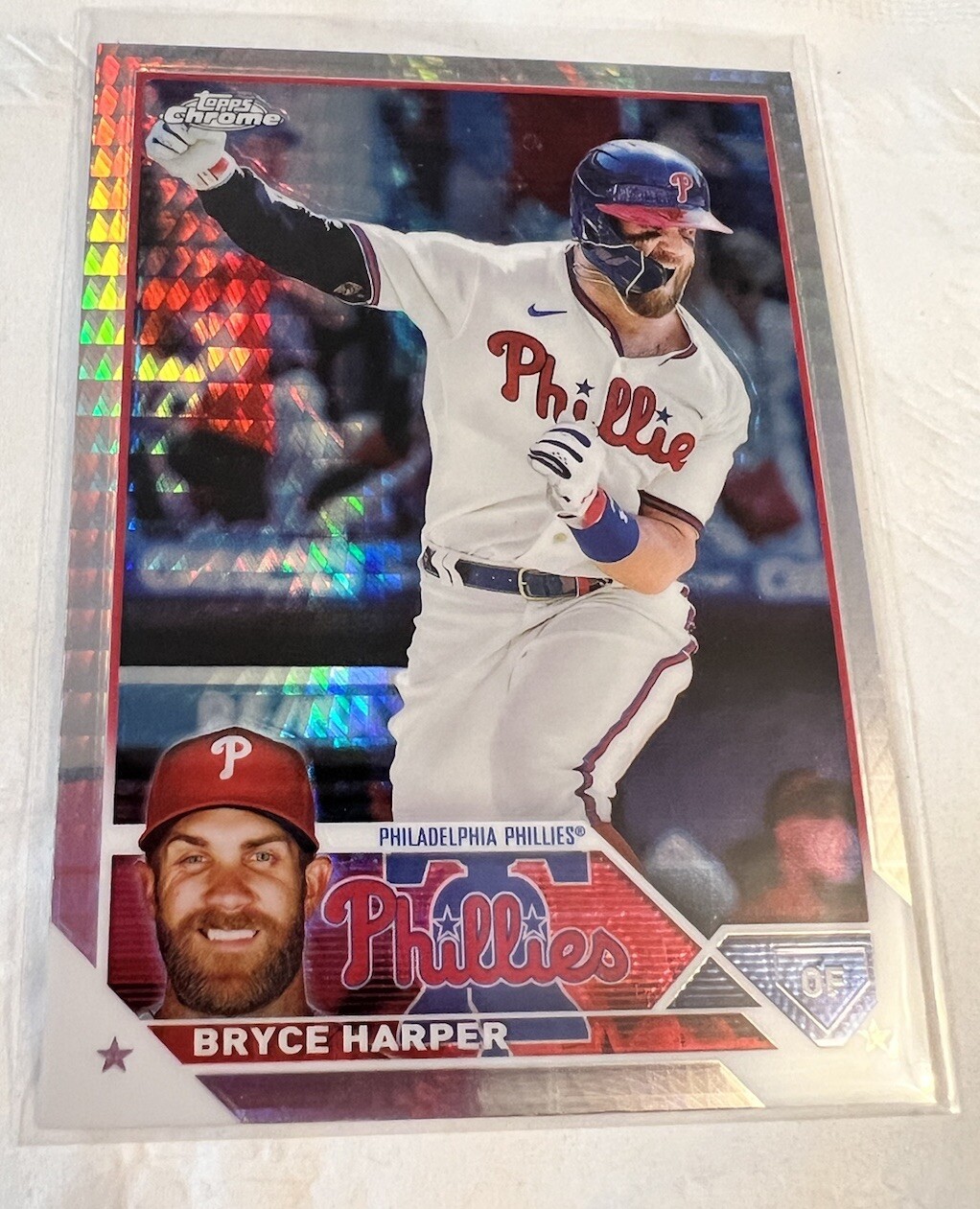 2023 Topps Chrome Prism Refractor Bryce Harper No. 3!