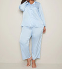 Ladies plus size 20 BLUE Autograph Satin button long arm leg pyjamas  NEW 877