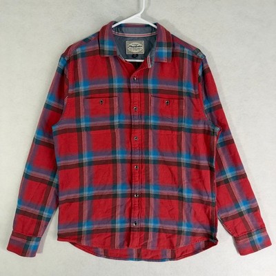 Flag & Anthem Shirt Mens Medium Red Blue Plaid Long Sleeve Button Up *NWT*