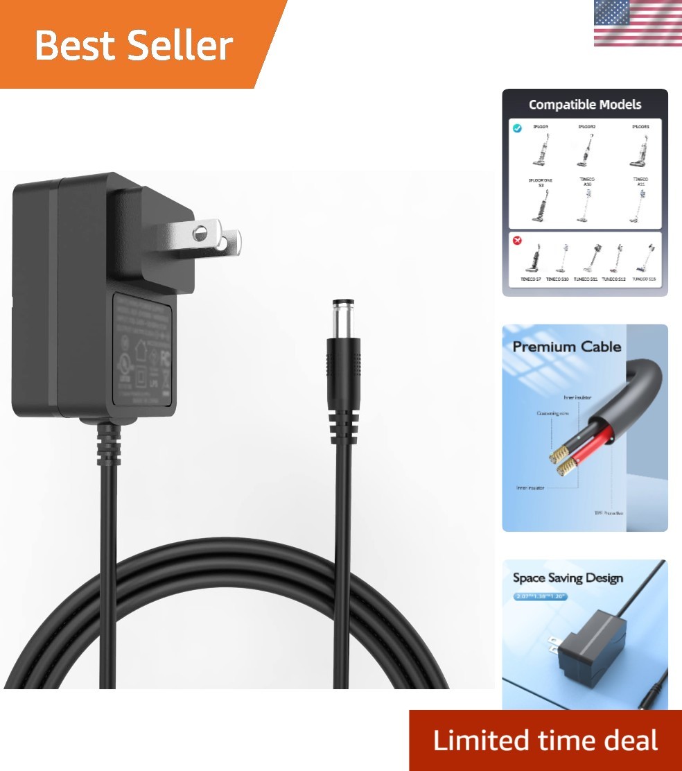 Lightweight Tineco Vacuum Charger -  Certified with 6Ft Cable for Home Use