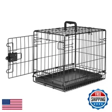 Amazon Basics 18x12.4x15in Foldable Single Door Metal Wire Dog Crate Tray Black