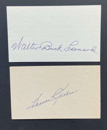 Buck Leonard signed Karteikarte Harmon Killebrew Autogramm HOF