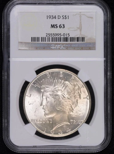 1934 D Peace Silver Dollar NGC MS-63