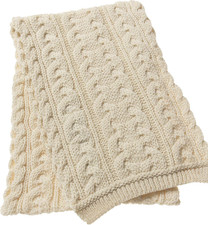 Aran Crafts Irish Cable Knitted Heavyweight Cold Weather Scarf 10"X64" 100 Mer