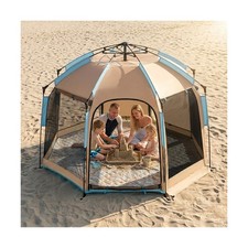Beach Tent Easy Set Up, Wind Resistant Beach Tent with Sandbags, Easy Pop Up ...