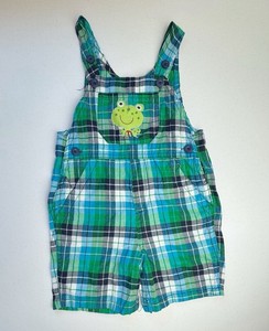 Fisher Price Frog Plaid Shortalls 18 Months