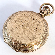 H67 MINTY Nr OLD STOCK 1889 14k G.F. HUNTING CASE ELGIN AWESOME MODEL 1 RUNS A+!