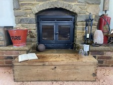Old Antique Pine Chest, Vintage Wooden Storage Trunk, Blanket Box, Coffee Table.