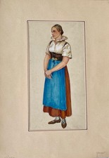 Gouache, Theaterkostüm ,  "  Klärchen " aus   " Egmont  "