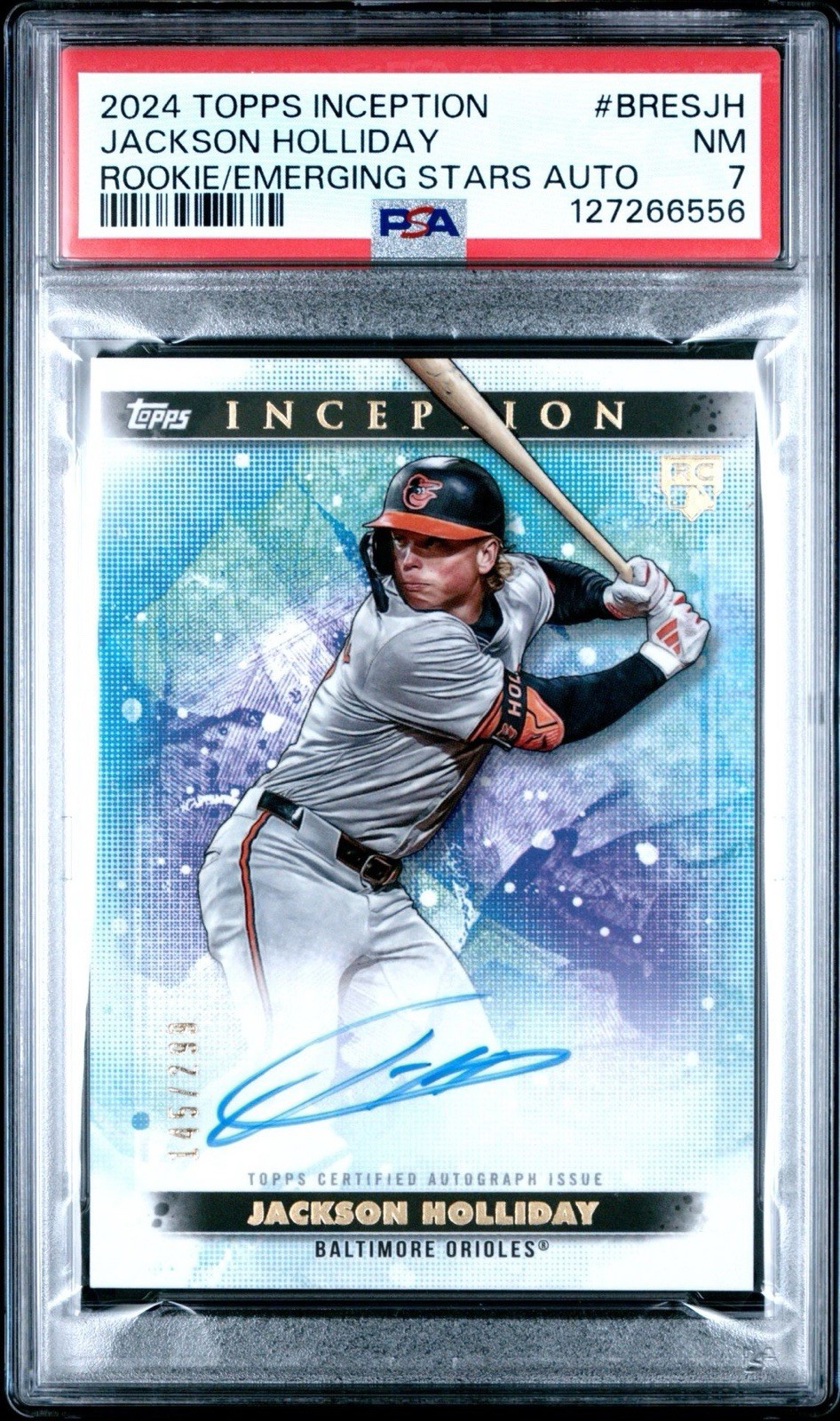 Topps 2024 Inception Jackson Holliday Rookie Auto /299 PSA 7 Orioles